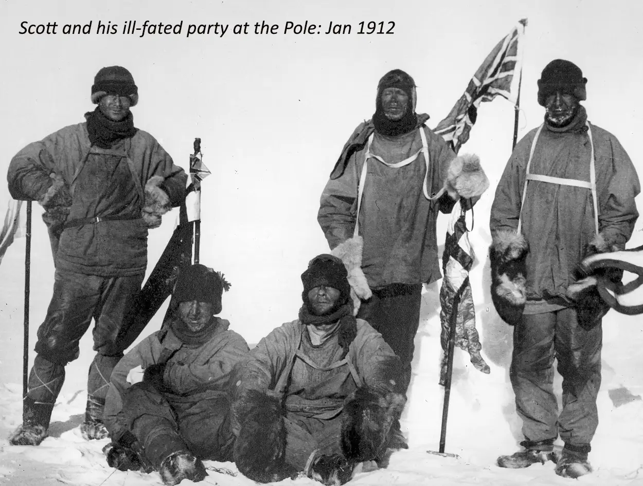 Scott and his ill-fated party at the pole: January 1912